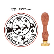 Brass Wax Seal Stamps with Rosewood Handle, for DIY Scrapbooking, Christmas, 25mm(AJEW-WH0412-0413)