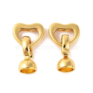 Brass Fold Over Clasps, Heart, Real 18K Gold Plated, 21mm, Hole: 5.6mm(KK-U016-02G)