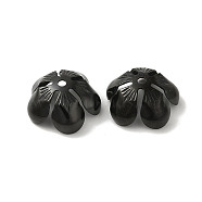 304 Stainless Steel Bead Caps, 5-Petal Flower, Black, 13.5x6mm, Hole: 1.2mm(STAS-P363-04B-B)