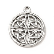 201 Stainless Steel Pendants, Flat Round with Trinity Knot, Stainless Steel Color, 24x20.5x2mm, Hole: 2mm(STAS-P312-12P)