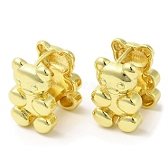 Rack Plating Brass Bear Hoop Earrings for Women, Golden, 17.5x12x14mm(EJEW-K249-04G)