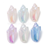 Iridescent Plating Acrylic Beads, Conch Shell Shape, Mixed Color, 30x15.5x14.5mm, Hole: 1.6mm(X-MACR-K342-07)