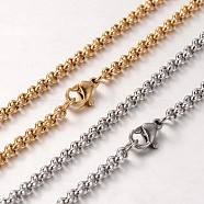 304 Stainless Steel Rolo Chain Necklaces, with Lobster Claw Clasp, Mixed Color, 23.7 inch(60.2cm)(NJEW-L136-07)