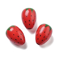 Schima Wood European Beads, Strawberry, 28x20.5mm, Hole: 5mm(WOOD-G023-13A)