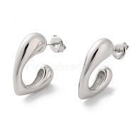 304 Stainless Steel Stud Earrings, Half Hoop Earrings, Stainless Steel Color, 23x6.5mm(EJEW-H115-15P)