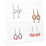 Transparent Acrylic Slant Back Earring Stud Holder, L-Shaped Jewelry Organizer Stand for Earrings Storage, Clear, 200x72x197mm, Hole: 2mm(EDIS-WH0015-12)