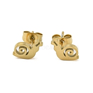 304 Stainless Steel Stud Earrings, Golden, Snail, 8.5x8.5mm(EJEW-G384-01D)