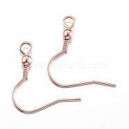 Ion Plating(IP) 304 Stainless Steel Earring Hooks, with Horizontal Loop, Rose Gold, 20x19mm, Hole: 2mm, 20 Gauge, Pin: 0.8mm(STAS-D167-61RG)