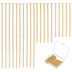 300Pcs 4 Styles Brass Flat Head Pins, Real 18K Gold Plated, 25.5~50x0.6~0.8mm, Head: 2mm(KK-ME0002-84)