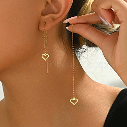 Stainless Steel Cute Hollow Heart Delicate Ear Thread, Golden, Golden, 116x9.4mm(BT4575-4)