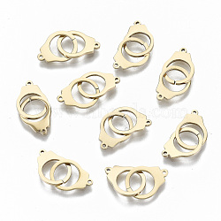 304 Stainless Steel Links Connectors, Laser Cut, Handcuffs Shape, Real 18K Gold Plated, 11.5x8.5x1mm, Hole: 0.8mm(X-STAS-S116-108G)