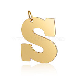 201 Stainless Steel Pendants, Letter, Golden, Letter.S, 30.5x25.5x1.5mm, Hole: 4.5mm(STAS-S105-T585G-S)