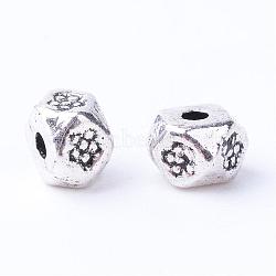 Tibetan Style Alloy Spacer Beads, Cadmium Free & Lead Free, Antique Silver, 4x4x3mm, Hole: 1mm, about 4760pcs/1000g(TIBE-Q063-70AS-RS)