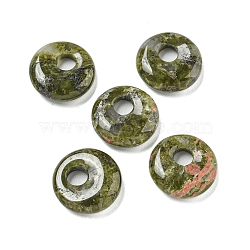 Natural Unakite Donut/Pi Disc Charms, 14~14.5x4mm, Hole: 4mm(G-G142-02A)