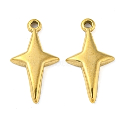 Ion Plating(IP) 304 Stainless Steel Pendants, Star Charm, Real 18K Gold Plated, 23.5x13x3mm, Hole: 1.6mm(STAS-P341-33G)