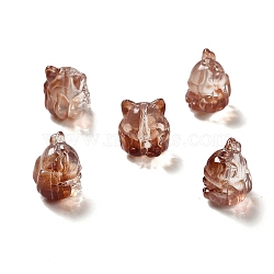 Transparent Glass Beads, Gradient Color, Fox, Sienna, 16x14x12.5mm, Hole: 1.5mm(GLAA-D025-06B)