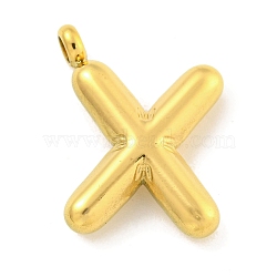 Ion Plating(IP) 304 Stainless Steel Pendants, Letter Charm, Golden, Letter X, 23.5x12.5x5.5mm, Hole: 3mm(STAS-C102-16G-X)