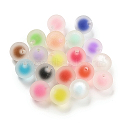 Transparent Frosted Acrylic Beads, Bead in Bead, Round, Mixed Color, 15.5mm, Hole: 3mm(MACR-P040-05)