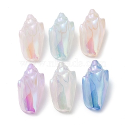 Iridescent Plating Acrylic Beads, Conch Shell Shape, Mixed Color, 30x15.5x14.5mm, Hole: 1.6mm(X-MACR-K342-07)