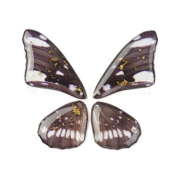 Translucent Resin Pendants Set, with Gold Foil, Butterfly Wing Charm, Coconut Brown, 23~39x19.5~24x2.5mm, Hole: 1mm, 4pcs/set(RESI-G063-01B)