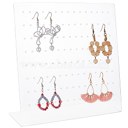 Transparent Acrylic Slant Back Earring Stud Holder, L-Shaped Jewelry Organizer Stand for Earrings Storage, Clear, 200x72x197mm, Hole: 2mm(EDIS-WH0015-12)