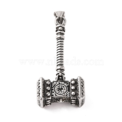 Viking 316 Surgical Stainless Steel Big Pendants, Hammer Charm, Antique Silver, 56.5x28x14.5mm, Hole: 9x4mm(STAS-Z073-41AS)