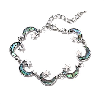 Moon Natural Abalone Shell/Paua Shell Link Bracelets for Women