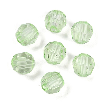 Transparent Acrylic Beads, Faceted, Cone, Lime, 10mm, Hole: 2.5mm, 555pcs/500g