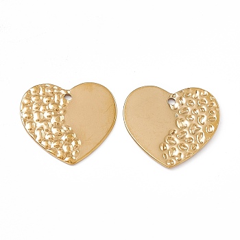 Ion Plating(IP) 304 Stainless Steel Pendants, Heart Charm, Real 18K Gold Plated, 21.5x23x1mm, Hole: 1.4mm