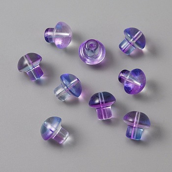 Transparent Glass Beads, Mushroom, Medium Purple, 13.5x13.5mm, Hole: 1.6mm