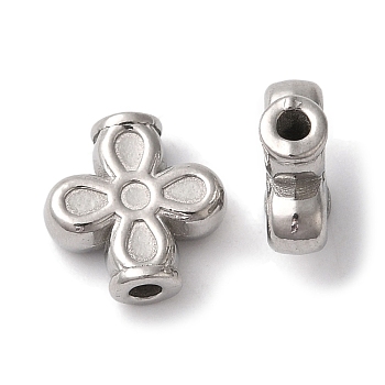 Non-Tarnish 304 Stainless Steel Beads, Flower, Stainless Steel Color, 10.5x10x4mm, Hole: 1.6mm