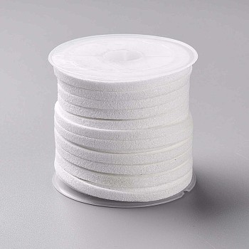 Faux Suede Cord, Faux Suede Lace, White, 3x1.5mm, about 5.46 yards(5m)/roll, 25rolls/bag