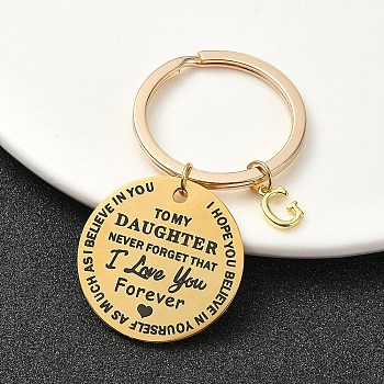 Valentine's Day Brass & 201 Stainless Steel Keychain, with Alloy Rings, Letter G, 6.2cm