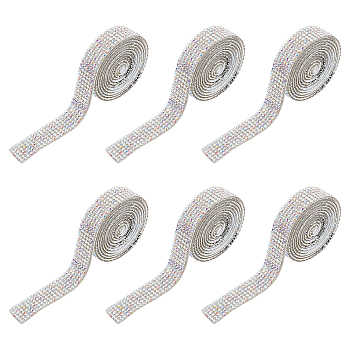 SUPERFINDINGS Glitter Glass Hotfix Rhinestone(Hot Melt Adhesive On The Back), Rhinestone Trimming, Costume Accessories, Crystal AB, 14mm, 1yard/strand(0.91m/strand), 6strands/box
