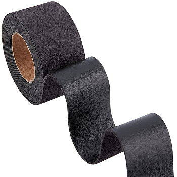 2M PVC Imitation Leather Ribbons, for Clothes, Bag Making, Black, 37.5mm, about 2.19 Yards(2m)/Roll