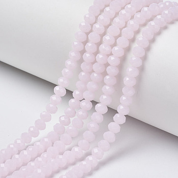 Glass Beads Strands, Imitation Jade, Faceted, Rondelle, Pink, 3x2mm, Hole: 0.8mm, about 165~169pcs/strand, 15~16 inch(38~40cm)