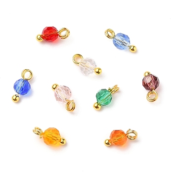 Glass Beads Pendants, with Brass Ball Head pins, Mixed Color, 8x4mm, Hole: 1.6mm, 9pcs/set