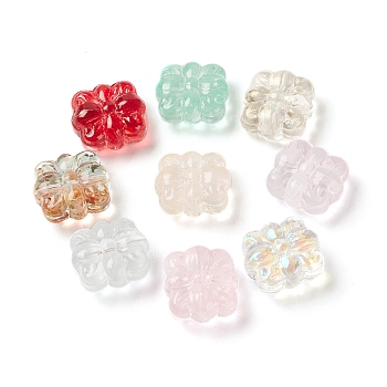 Spray Painted Transparent Glass Beads, Cruciferous, Mixed Color, 15x14x7mm, Hole: 1.2mm