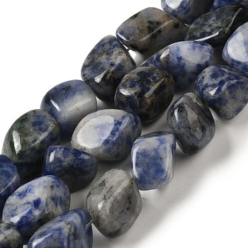 Natural Blue Spot Jasper Beads Strands, Nuggets, Tumbled Stone,, 11.5~24x9~14x6.5~11mm, Hole: 1.1mm, about 26pcs/strand, 15.35~16.06''(39~40.8cm)