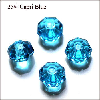 Imitation Austrian Crystal Beads, Grade AAA, Faceted, Octagon, Dodger Blue, 6x4mm, Hole: 0.7~0.9mm