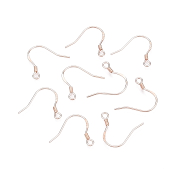 925 Sterling Silver Earring Hooks, Ear Wire, Rose Gold, 14.5mm, Hole: 1.6mm, Pin: 0.6mm