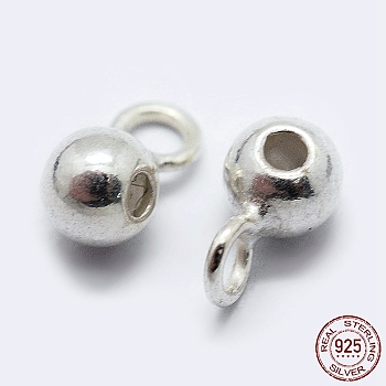 925 Sterling Silver Tube Bails, Loop Bails, Stopper Beads, Silver, 7x3.5x4mm, Hole: 1.5mm