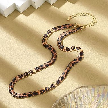 Leopard Print Alloy Snake Chain Necklaces for Women(NJEW-K281-01)-4