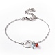 304 bracelet à maillons coeur en acier inoxydable avec breloques en perles de verre pour femme(STAS-E154-06P)-1