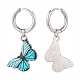 Two Tone Butterfly Dangle Hoop Earrings(EJEW-JE04811)-5