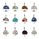 24Pcs 12 Style Natural & Synthetic Gemstone Chip European Dangle Charms Sets(PALLOY-FH0001-83)-1