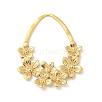 304 Stainless Steel Pendants, Teardrop with Flower Charm, Real 14K Gold Plated, 48x37.5x2mm(STAS-L022-195G)