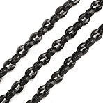 304 Stainless Steel Coffee Bean Link Chains, with Spool, Ion Plating(IP), Unwelded, Black, 6x5x2mm(CHS-H118-07EB-02)