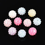 Plastic Beads, Imitation Jelly, Ball, AB Color Plated, Mixed Color, 10.5~11mm, Hole: 2mm, about 1000pcs/500g(KY-N026-26)