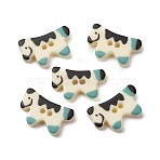 2-Hole Printed Opaque Resin Buttons, Dog, Black, 9x15x2.5mm, Hole: 1.2mm(RE-CBA2984-27)